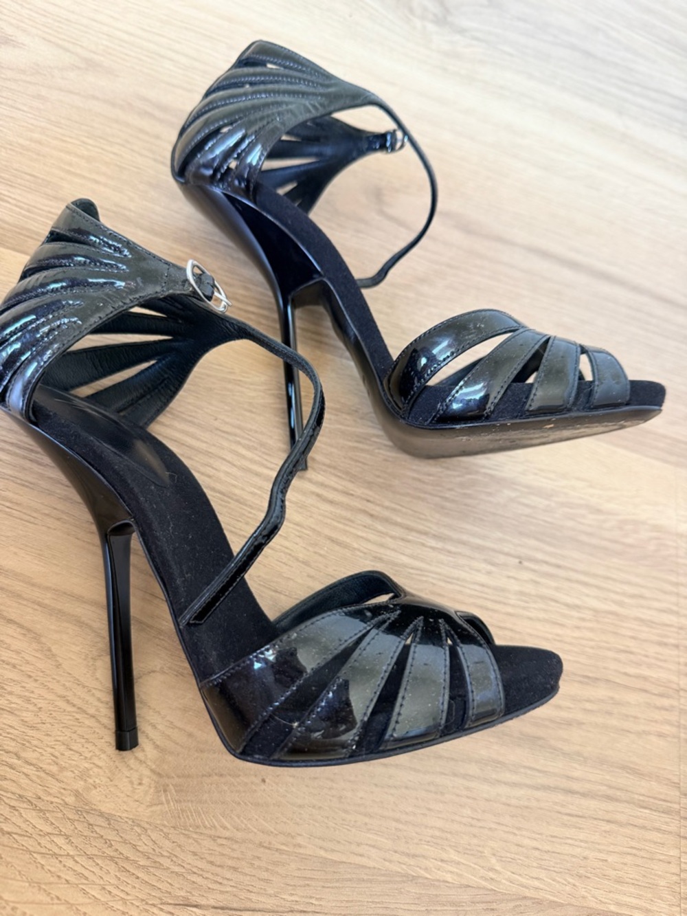 Giuseppe Zanotti Black Patent Leather Strappy Stiletto Heels - Picture 5 of 6